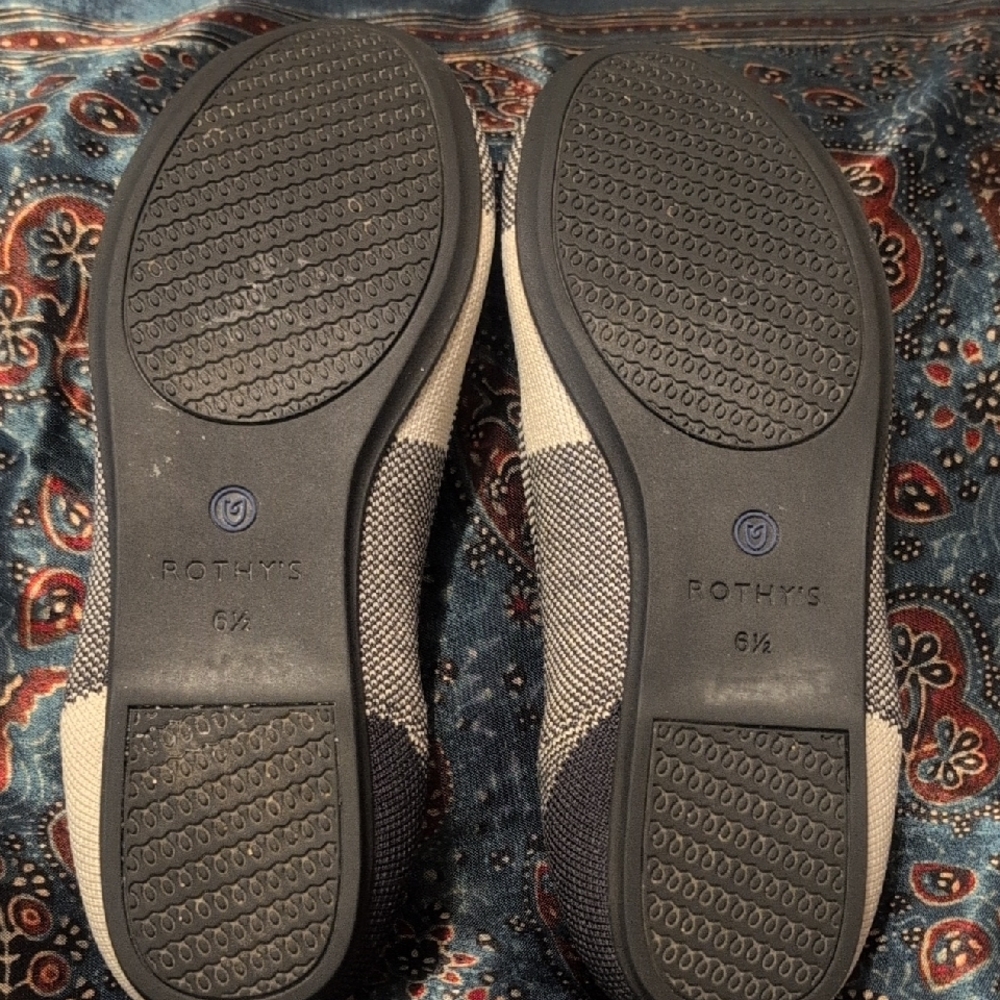 Rothy's Black and Blue Patterned Flats - Picture 2 of 5